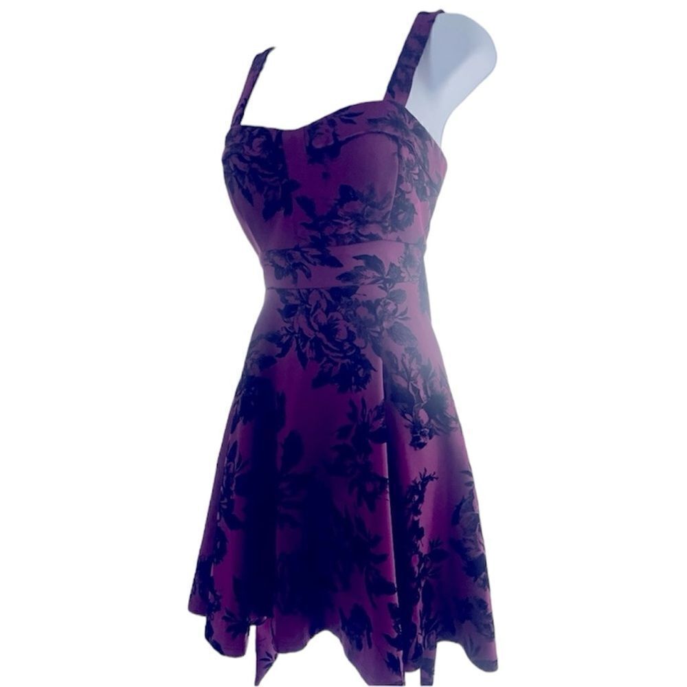 Purple Dress with Black Velvet Burnout Flowers from Sidecca